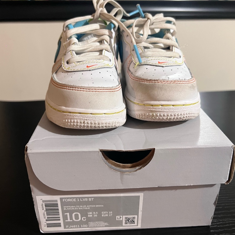 Nike Kids Force 1 Sneakers - White, Blue, and Red